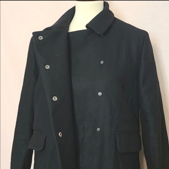 ‼️3 for $60‼️  Lazzari Black Wool Blend Double-breasted Dress Coat - Picture 4 of 7